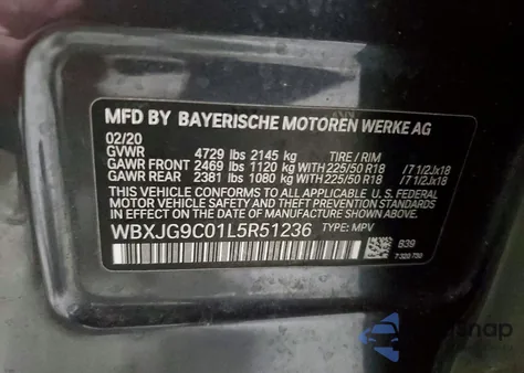 2020 BMW X1 xDrive28I z USA, uszkodzony, nr VIN WBXJG9C01L5R51236
